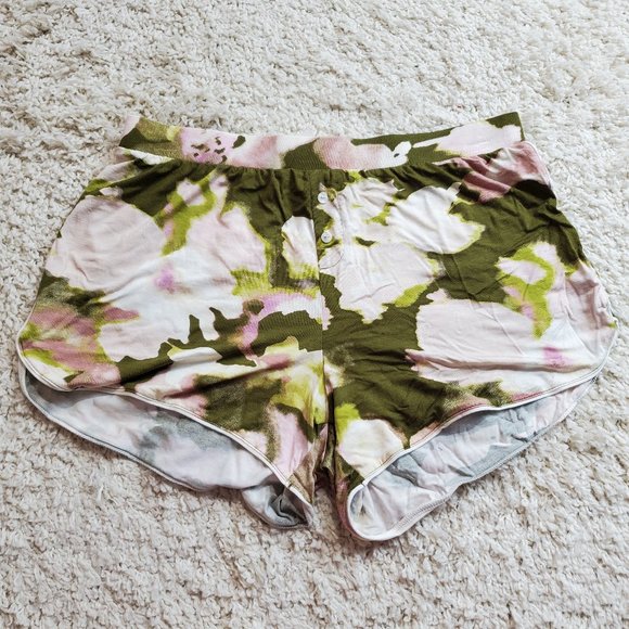 Stars Above Pajama Shorts Green Floral Small #1-16 - Picture 1 of 7